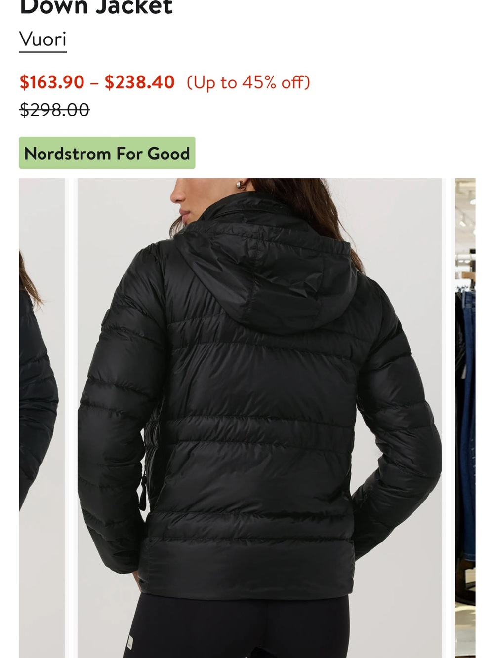 Vuori Black Quilted Puffer Jacket with built-in hoodie - Picture 8 of 8